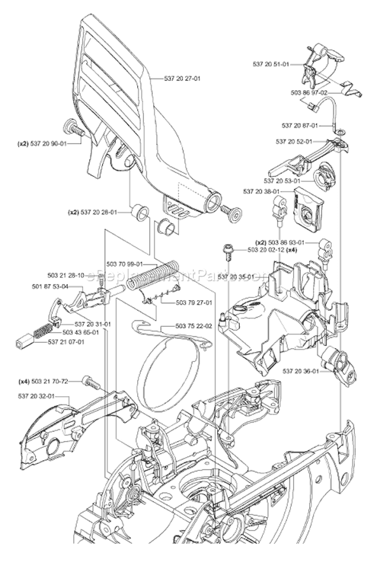 Page E Diagram and Parts List for 570EPA 570 EPA 2005-04 Husqvarna Chainsaw