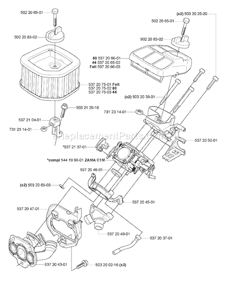 Page A Diagram and Parts List for 570 2007-01 Husqvarna Chainsaw