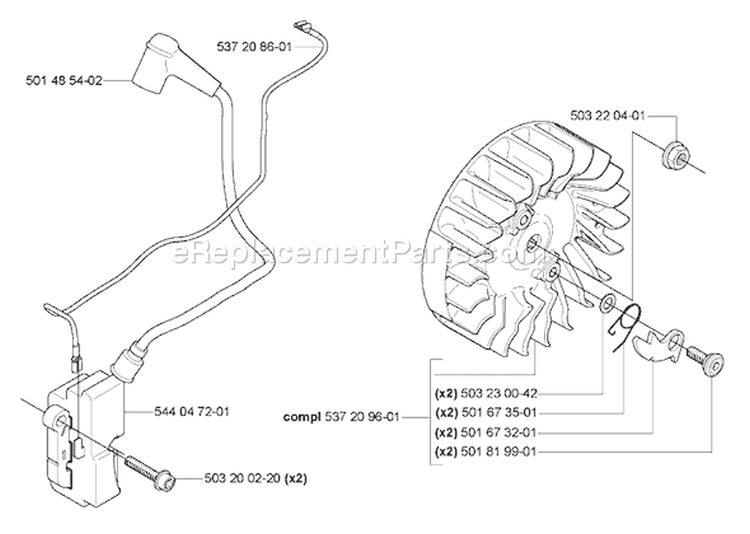 Page J Diagram and Parts List for 570 2007-01 Husqvarna Chainsaw