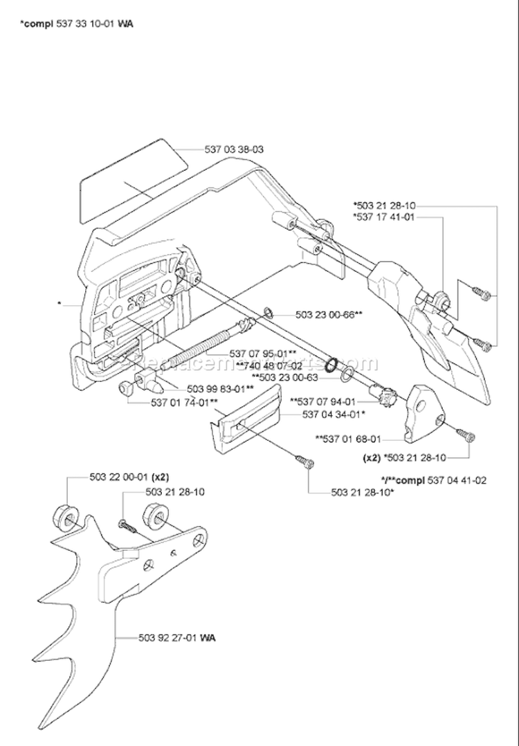 Page M Diagram and Parts List for 570 2007-01 Husqvarna Chainsaw