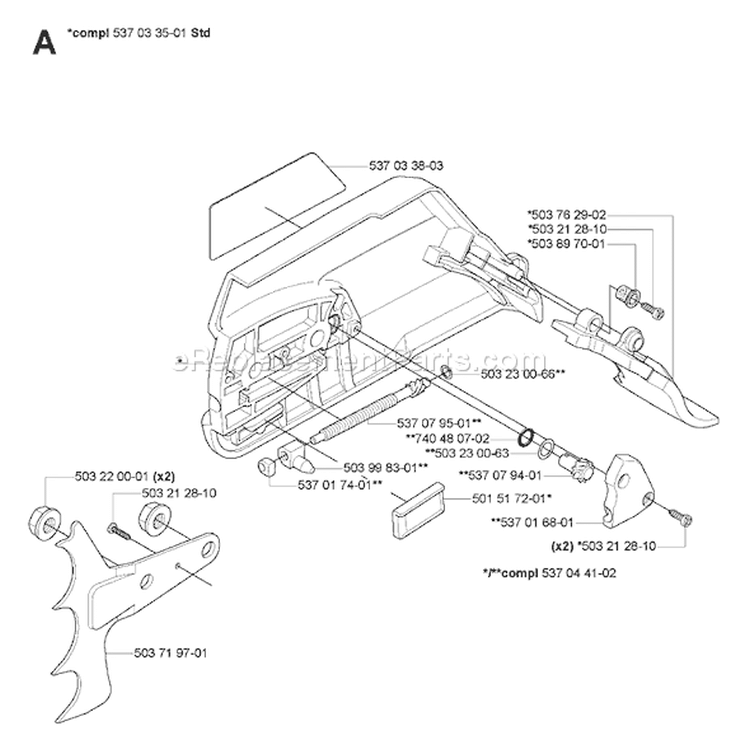 Page P Diagram and Parts List for 570 2007-01 Husqvarna Chainsaw
