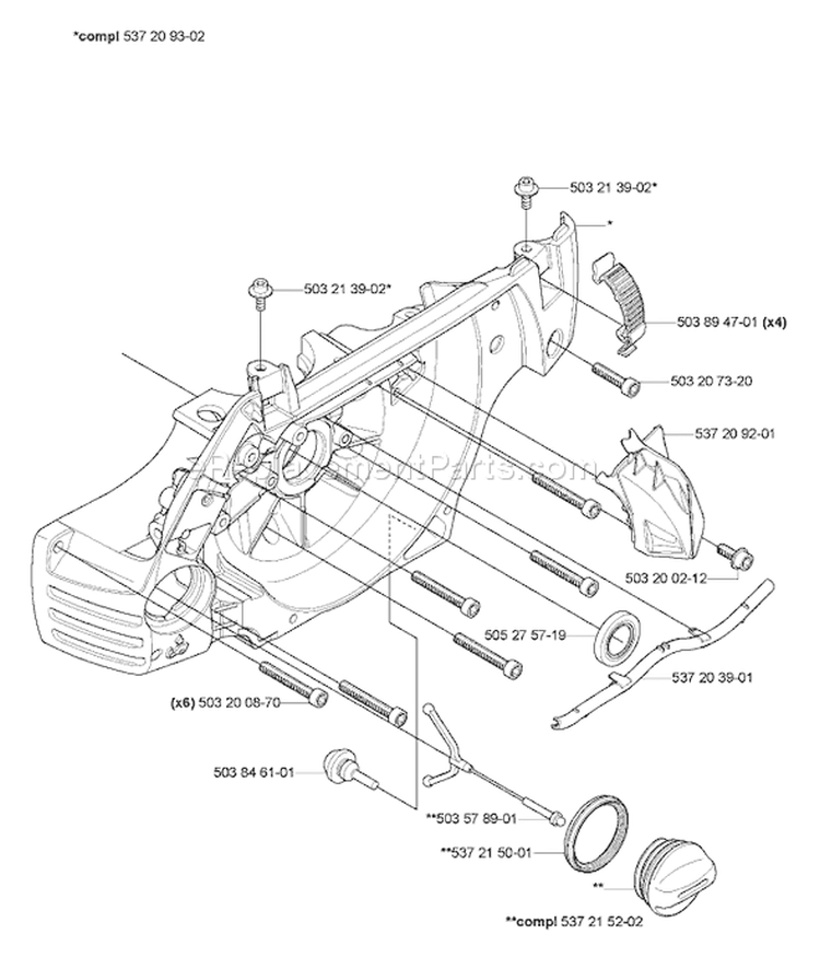 Page F Diagram and Parts List for 570 2007-01 Husqvarna Chainsaw
