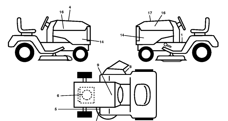 Decals Diagram and Parts List for YTH2454 (96043009301)(2010-04) Husqvarna Lawn Tractor