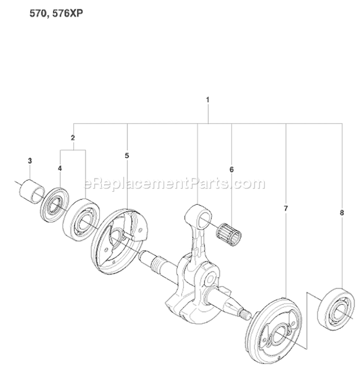Page H Diagram and Parts List for 570 2008-08 Husqvarna Chainsaw