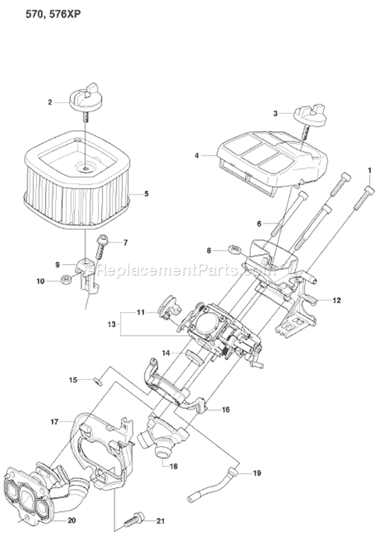 Page A Diagram and Parts List for 570 2008-08 Husqvarna Chainsaw