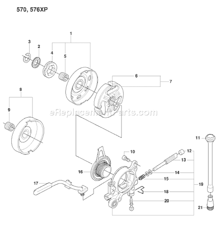 Page D Diagram and Parts List for 570 2008-08 Husqvarna Chainsaw