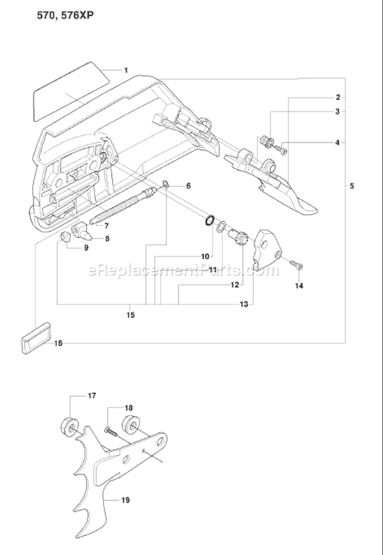 Page E Diagram and Parts List for 570 2008-08 Husqvarna Chainsaw