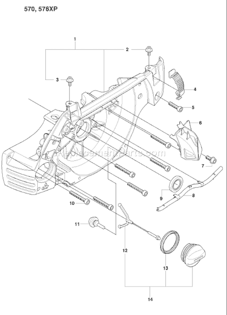 Page G Diagram and Parts List for 570 2008-08 Husqvarna Chainsaw