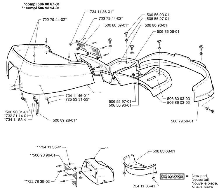 Engine Cover Assembly Diagram and Parts List for RIDER1200 1998-01 Husqvarna Lawn Mower