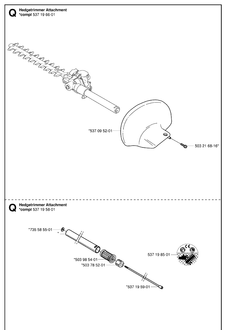 Attachments Diagram and Parts List for 326HE4 (X-SERIES)(20033100001-20040100000) Husqvarna Hedge Trimmer