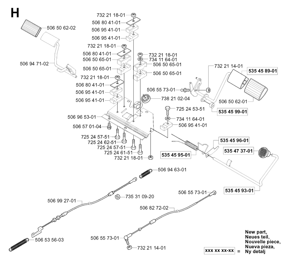 Pedals Diagram and Parts List for R155 (953533805)(2005-01) Husqvarna Lawn Tractor