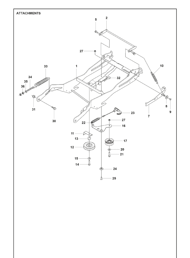 Attachments Diagram and Parts List for R316TX  Husqvarna Lawn Mower