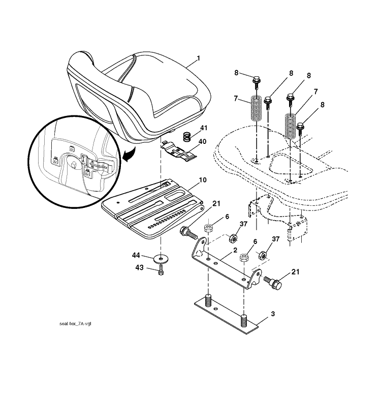 Seat Diagram and Parts List for YTH150 (96041002202)(2008-01) Husqvarna Lawn Tractor