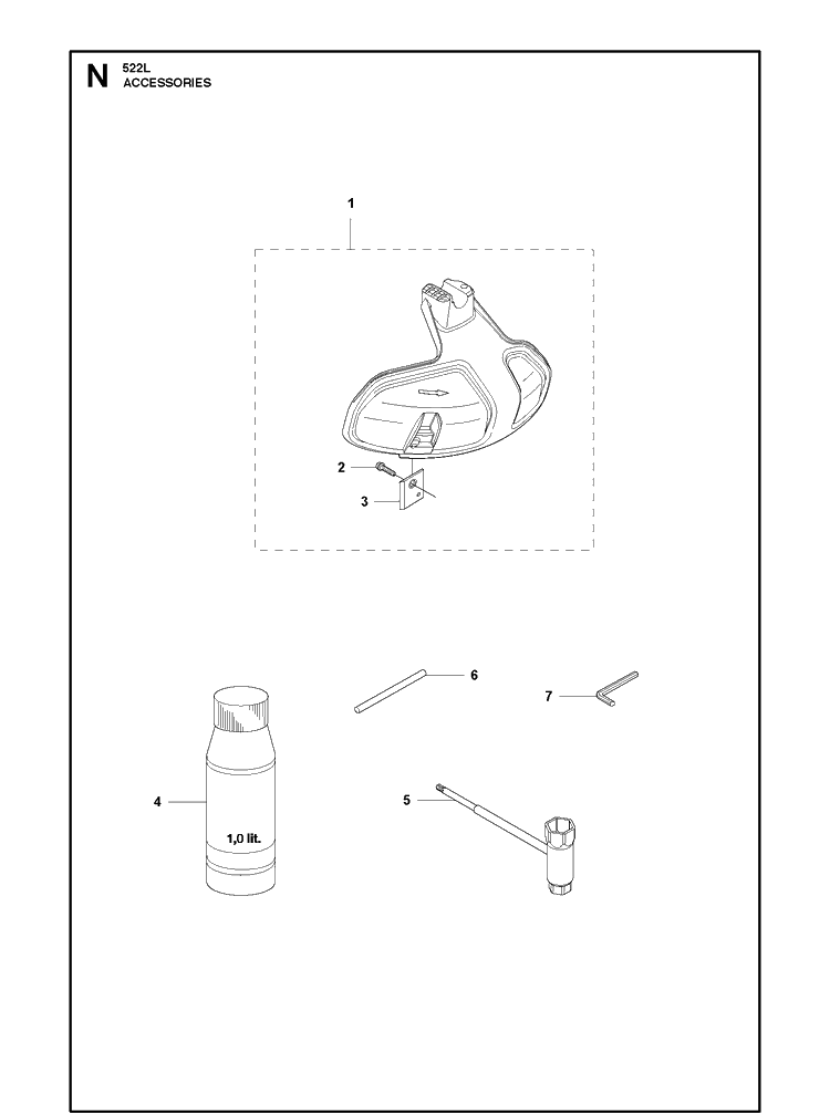 Accessories Diagram and Parts List for 522L 20154000001-20154000000 Husqvarna Edger