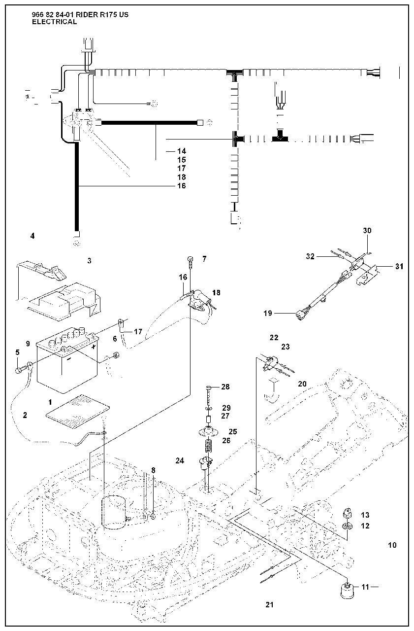 Electrical Diagram and Parts List for R175 2008-05 Husqvarna Lawn Tractor