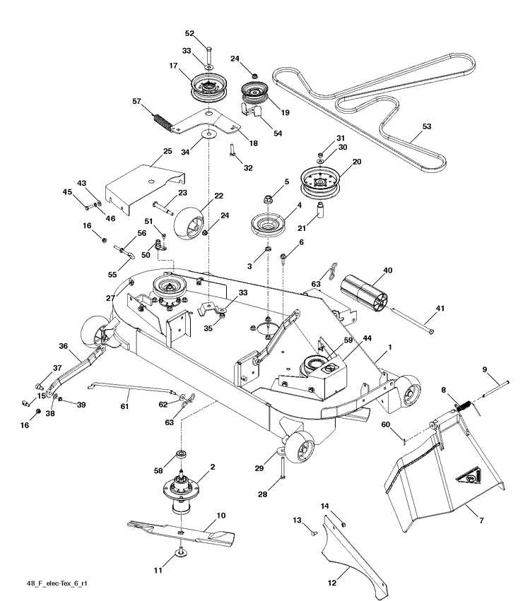 Mower Deck / Cutting Deck Diagram and Parts List for YTH24V48LS (96043012901)(2011-08) Husqvarna Lawn Tractor