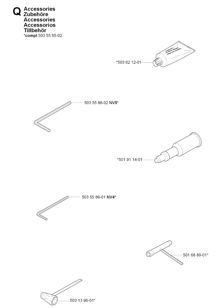 Accessories 2 Diagram and Parts List for 385 20064000001-Current Husqvarna Chainsaw