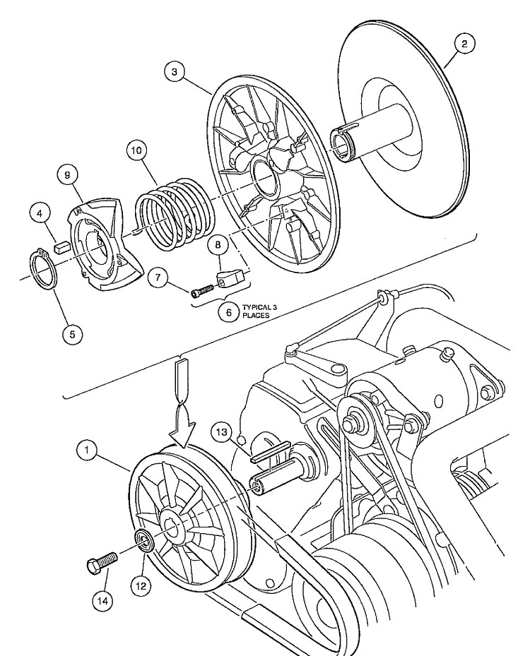 Driven Clutch Diagram and Parts List for HUV4210GXP 2005-06 Husqvarna Lawn Tractor