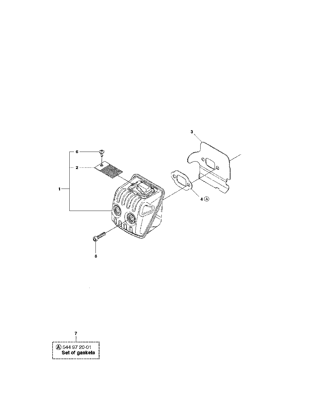 Muffler Diagram and Parts List for 967166101  Husqvarna Chainsaw