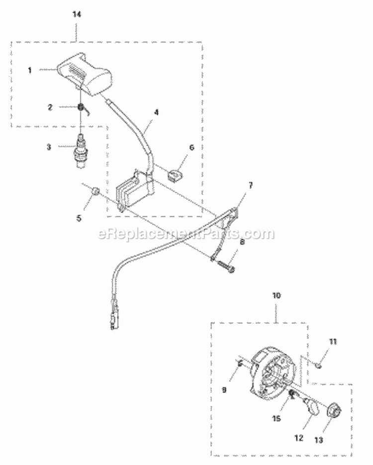 Ignition System Diagram and Parts List for 580BTS 2011-05 Husqvarna Leaf Blower / Vacuum