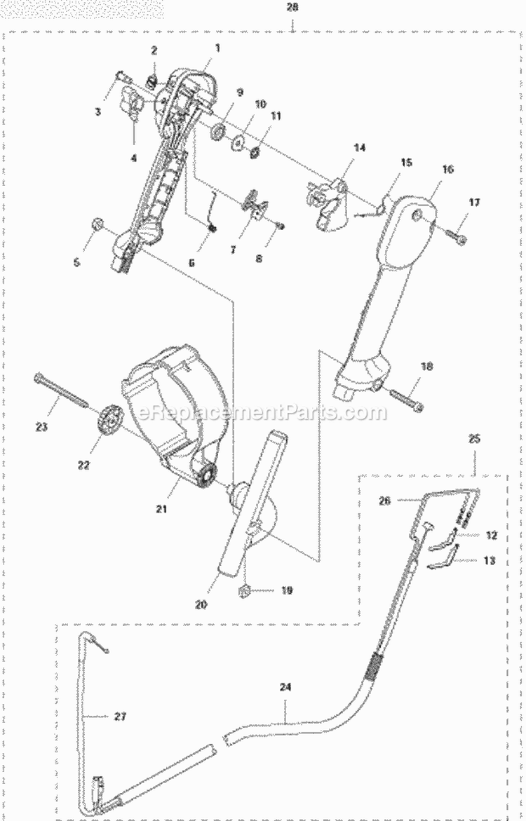 Throttle Controls Diagram and Parts List for 580BTS 2011-05 Husqvarna Leaf Blower / Vacuum