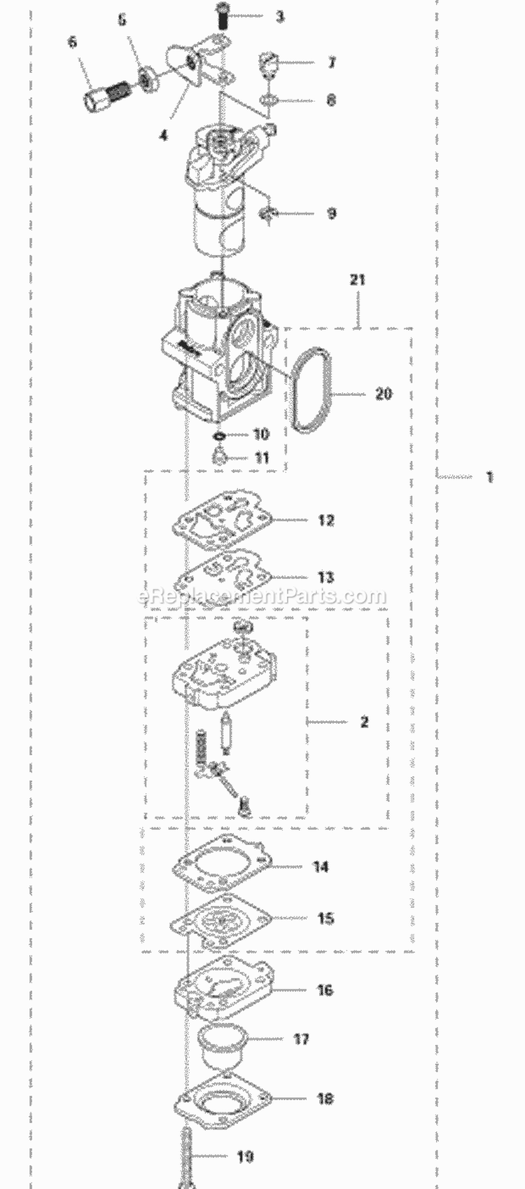 Carburetor Diagram and Parts List for 580BTS 2011-05 Husqvarna Leaf Blower / Vacuum