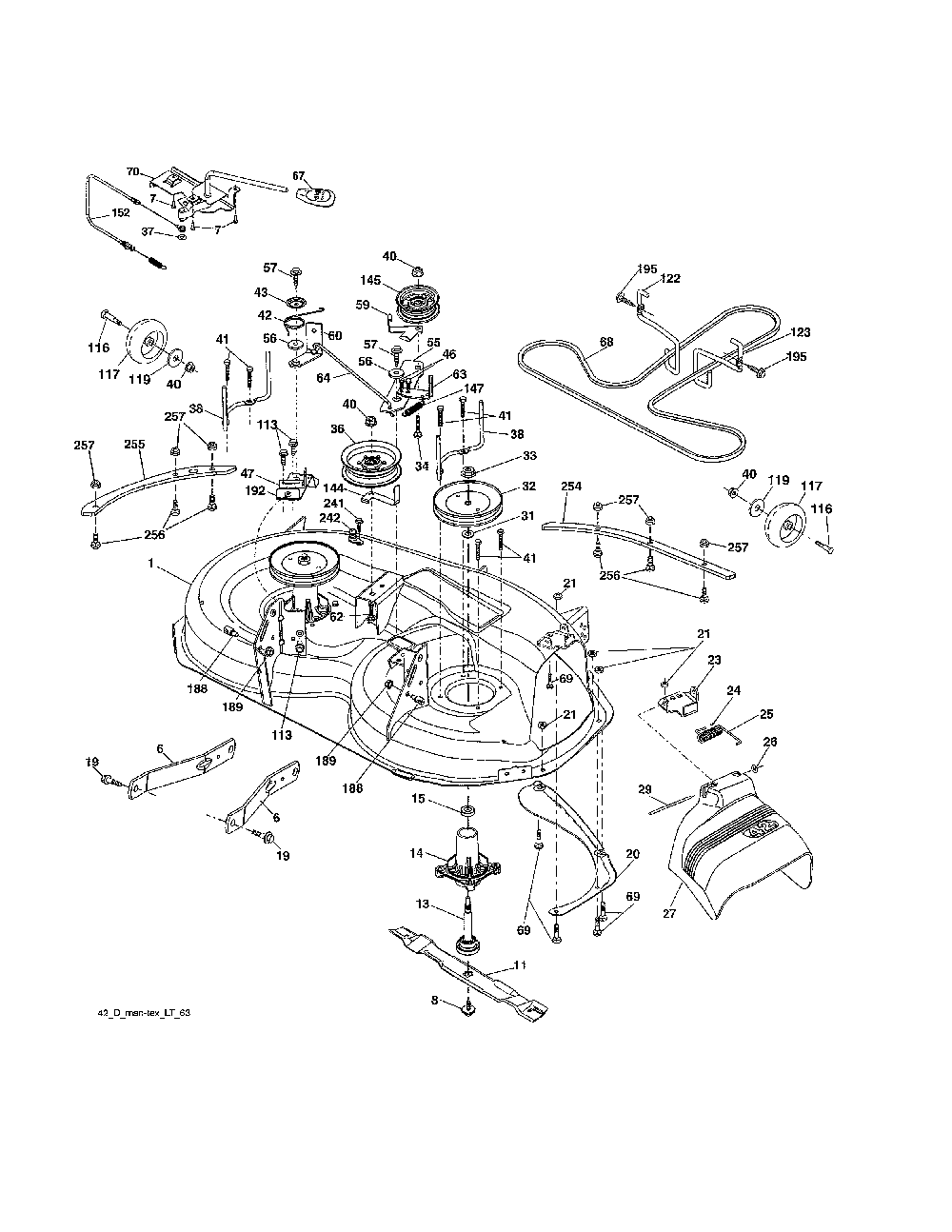 Mower deck Diagram and Parts List for YTH22V42-96043017301  Husqvarna Lawn Tractor
