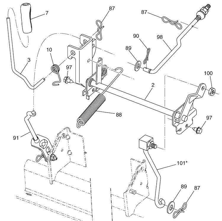 Mower Lift Diagram and Parts List for YTH2042 (96043010600)(2009-12) Husqvarna Lawn Mower