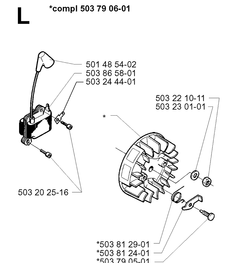 Ignition System Diagram and Parts List for 225E 1997-02 Husqvarna Trimmer