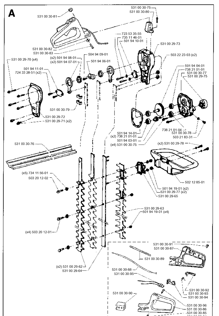 Clutch And Oil Pump Diagram and Parts List for 26H 19951400001-Current Husqvarna Hedge Trimmer