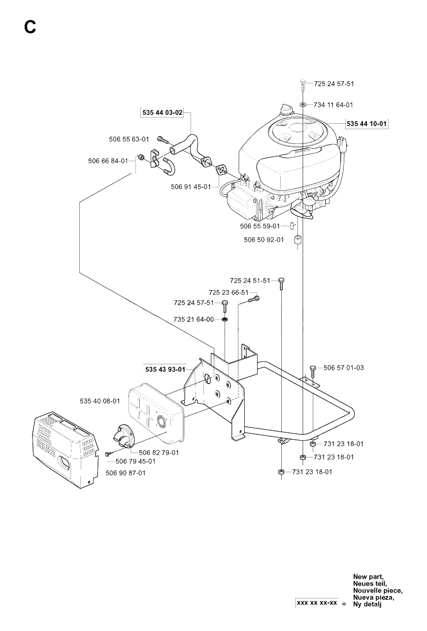 Engine Diagram and Parts List for R16 2003-01 Husqvarna Lawn Tractor