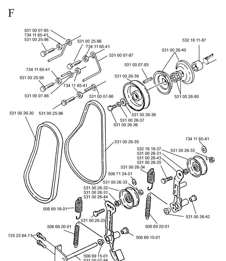 Drive Diagram and Parts List for 10-30  Husqvarna Snow Blower