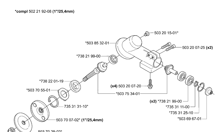 Gear Head Diagram and Parts List for 232L 2006-01 Husqvarna Trimmer