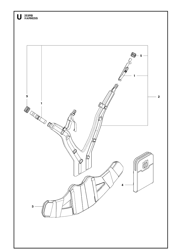 Harness Diagram and Parts List for 253RB 20182200001-Current Husqvarna Brush Cutter