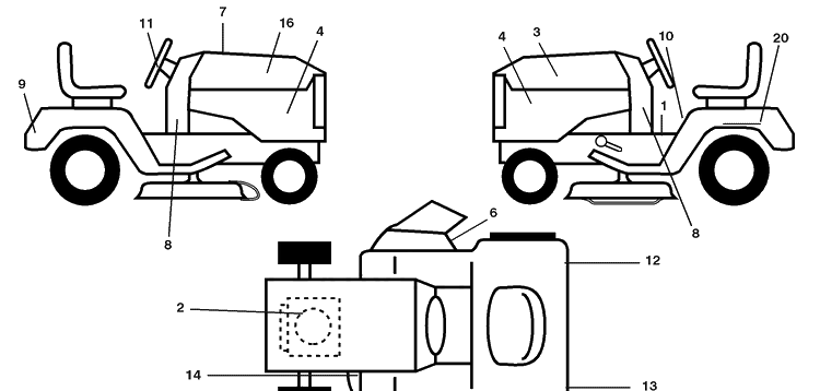 Decals Diagram and Parts List for PB195H42LT (96042003600)(2007-08) Husqvarna Lawn Mower