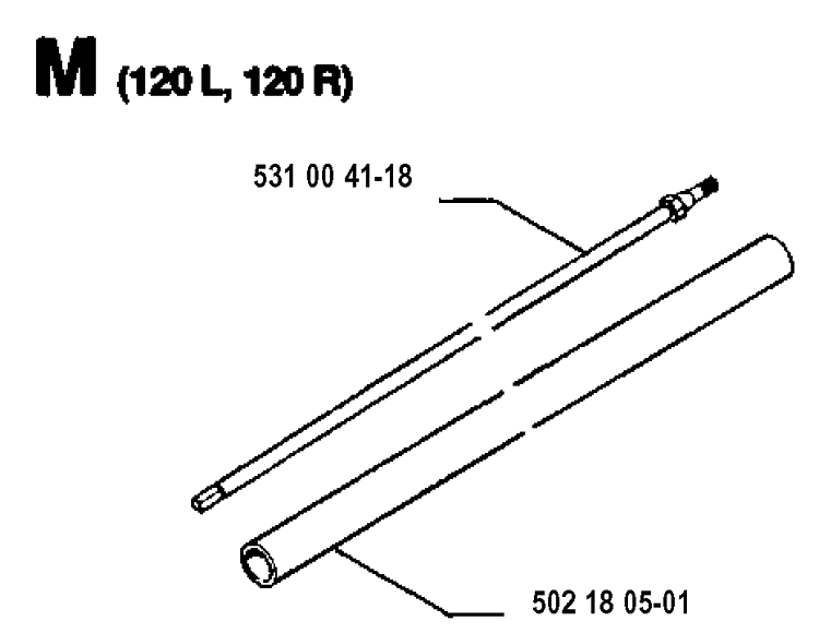 Shaft Diagram and Parts List for 120R  Husqvarna Brush Cutter