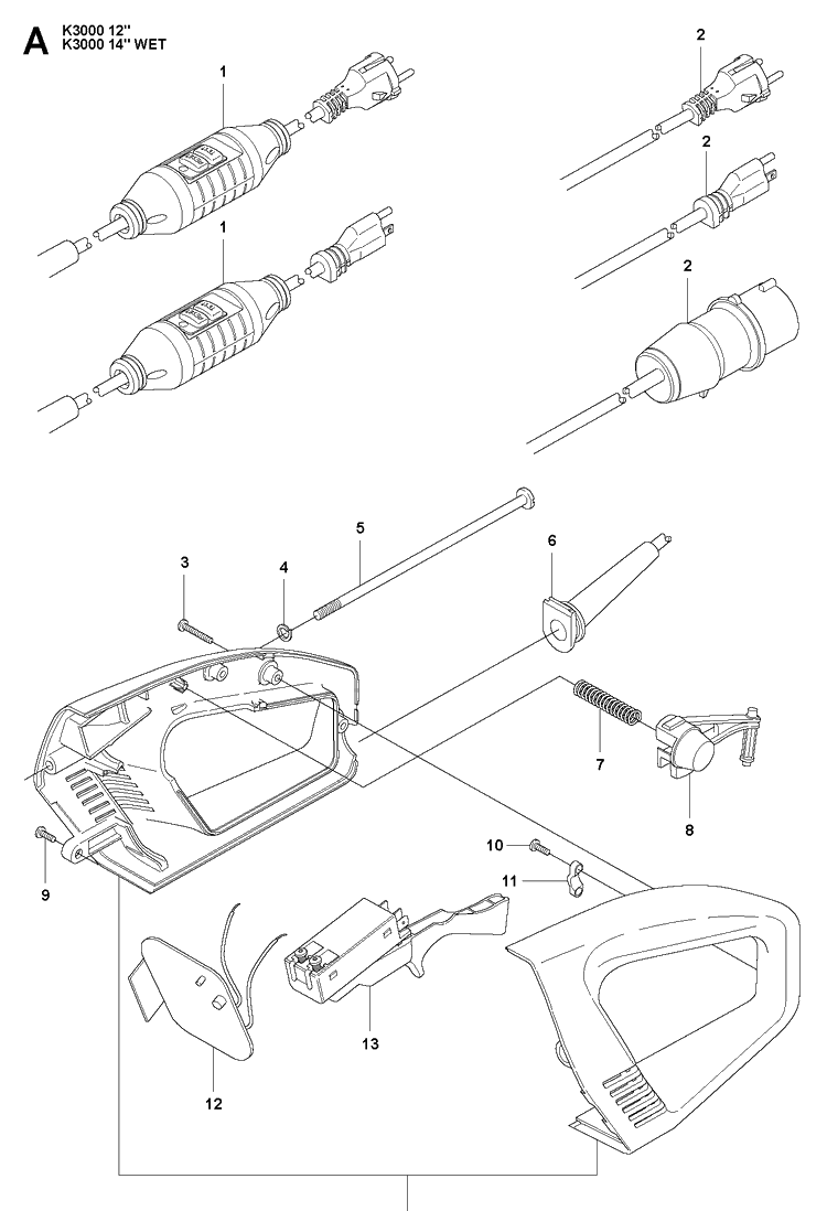 Handle Diagram and Parts List for K3000 2008-05 Husqvarna Lawn Tractor Accessories