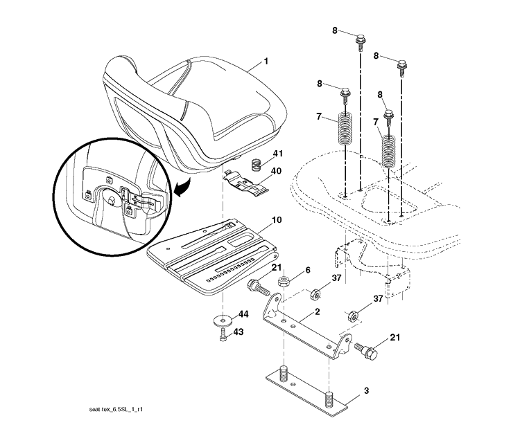 Seat Diagram and Parts List for LT2213 (96041007903)(2011-03) Husqvarna Lawn Tractor