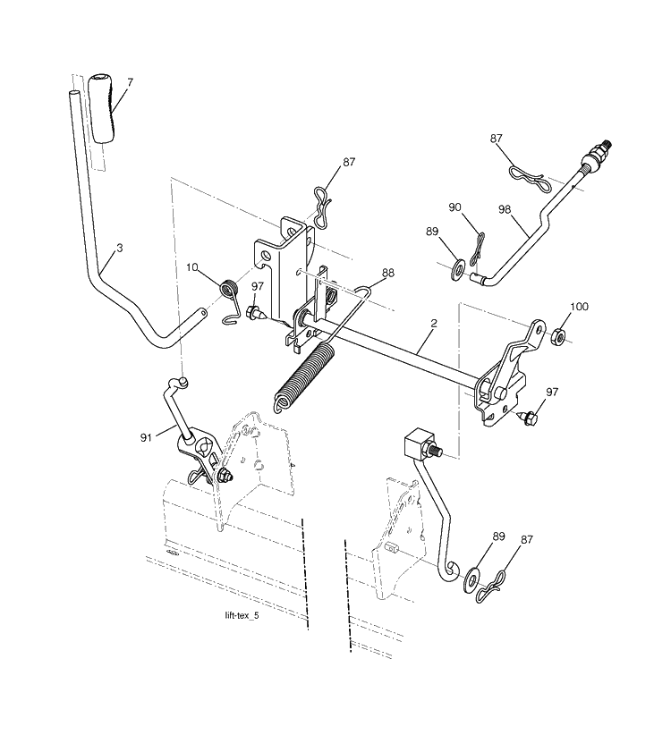 Mower Lift / Deck Lift Diagram and Parts List for YTH150 (96041002202)(2008-01) Husqvarna Lawn Tractor