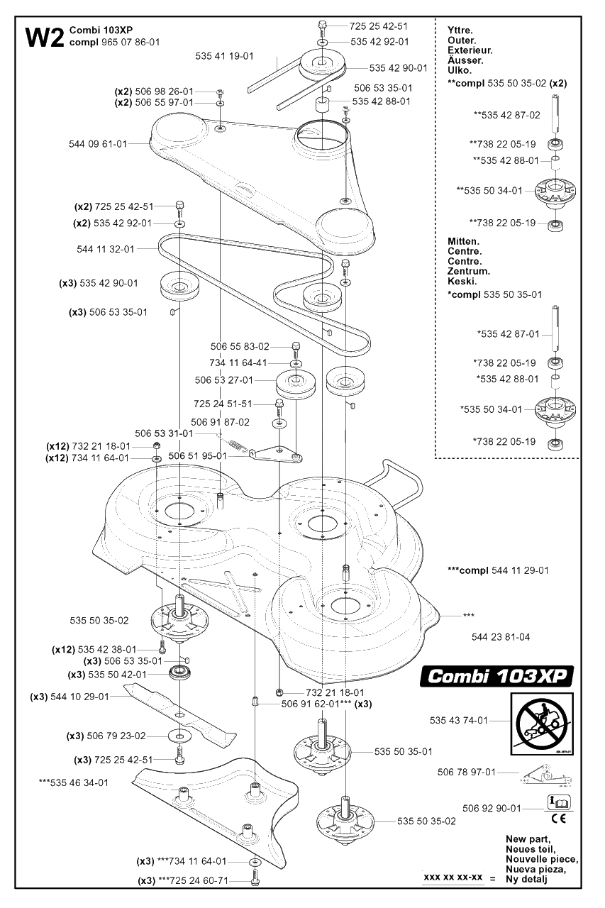 103cm Cutting Deck 3 Diagram and Parts List for R18PRO (953521901)(2007-03) Husqvarna Lawn Tractor