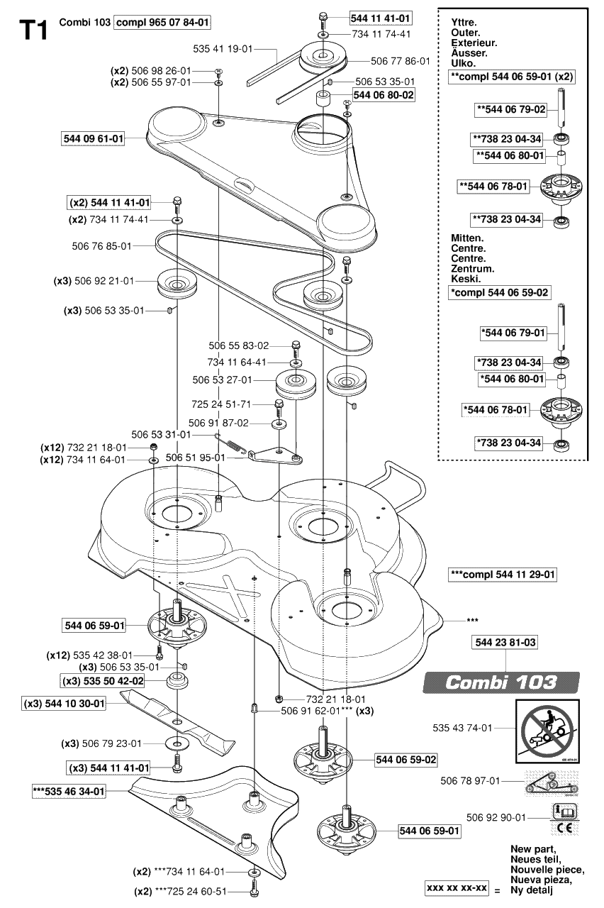 103cm Cutting Deck Diagram and Parts List for R15-V2 (953533701)(2006-05) Husqvarna Lawn Tractor