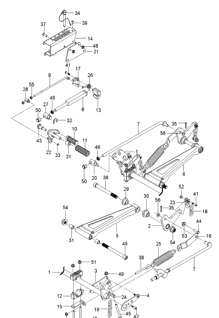 Mower Lift / Deck Lift Diagram and Parts List for Z554 (96766960200)(2018-04) Husqvarna Lawn Mower
