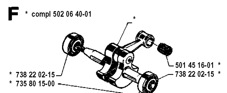 Crankshaft Diagram and Parts List for 250RX 19944000001-19954000000 Husqvarna Brush Cutter