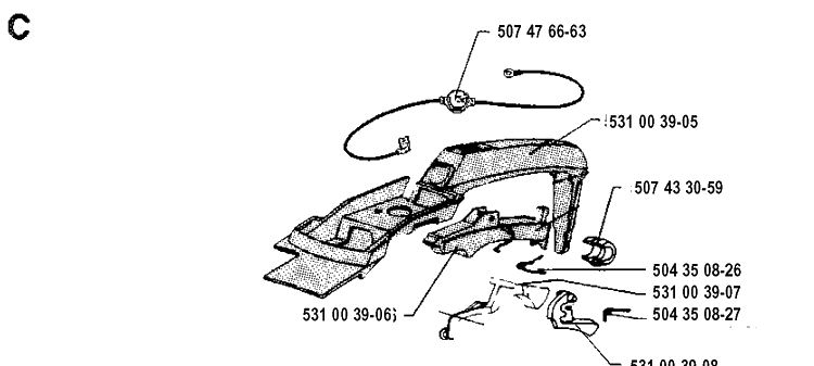 Handle Diagram and Parts List for 35 19902200001-Current Husqvarna Chainsaw