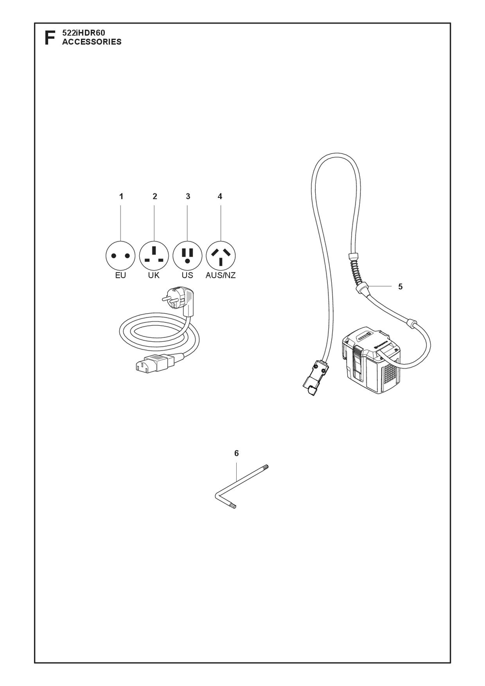 Accessories Diagram and Parts List for 522IHDR60  Husqvarna Trimmer