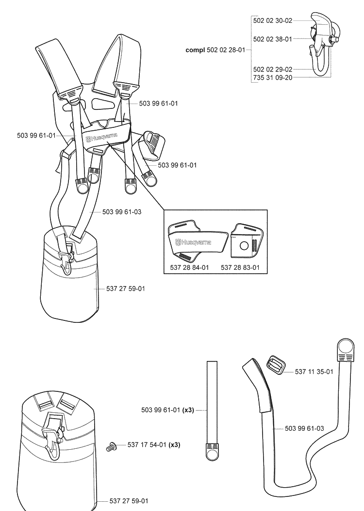 Accessories 2 Diagram and Parts List for 325RDX 2005-05 Husqvarna Brush Cutter