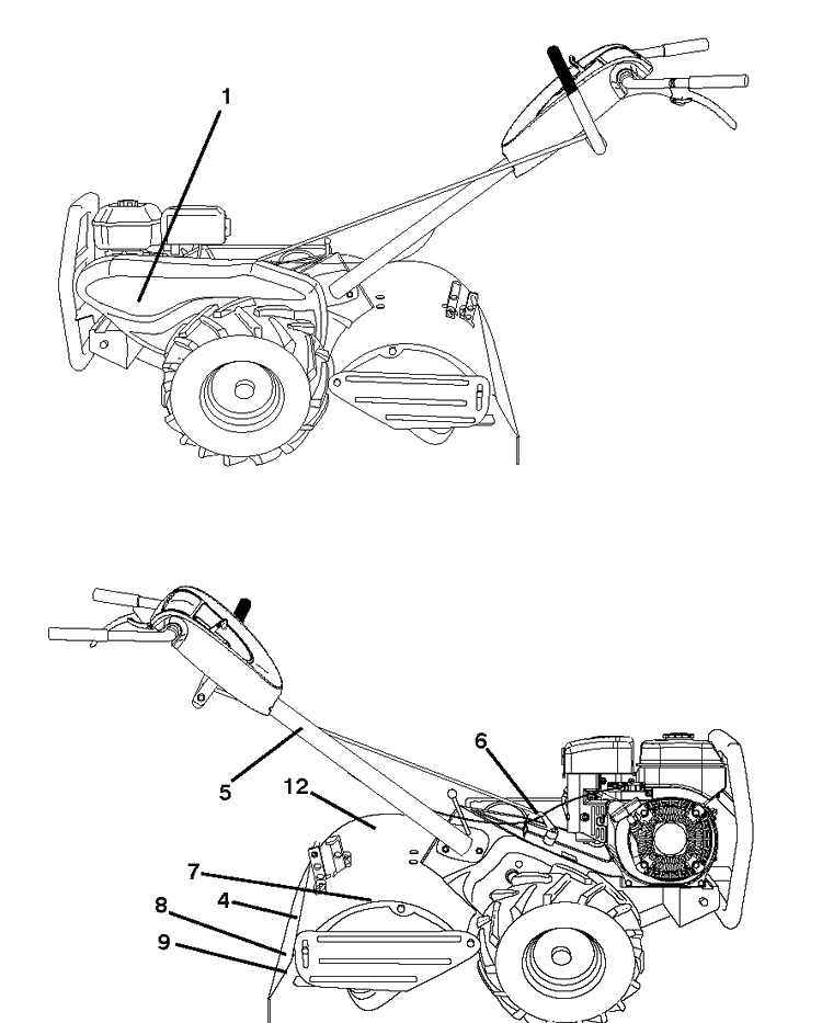 Decals Diagram and Parts List for TR430DUAL (96091001802)(2011-09) Husqvarna Cultivator