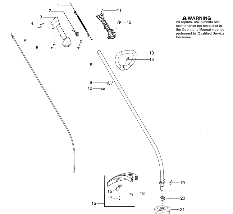 Handle And Controls Diagram and Parts List for 125C (545014389)(2008-09) Husqvarna Trimmer