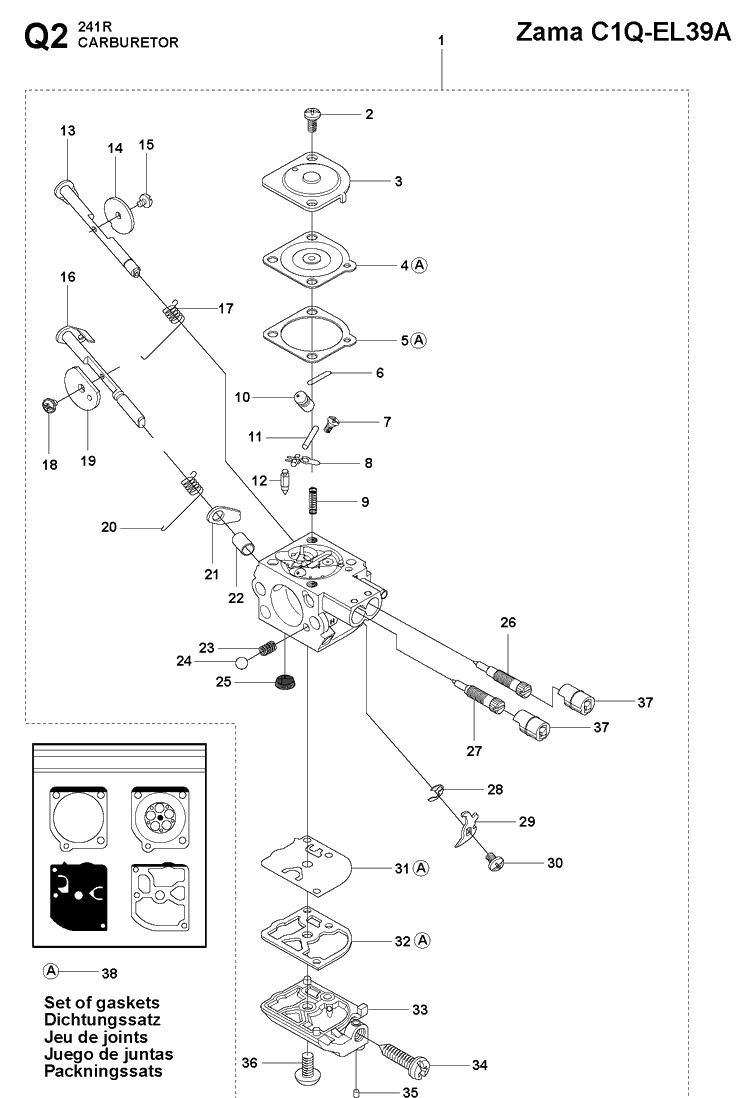 Carburetor 2 Diagram and Parts List for 241R 20144900001-Current Husqvarna Brush Cutter