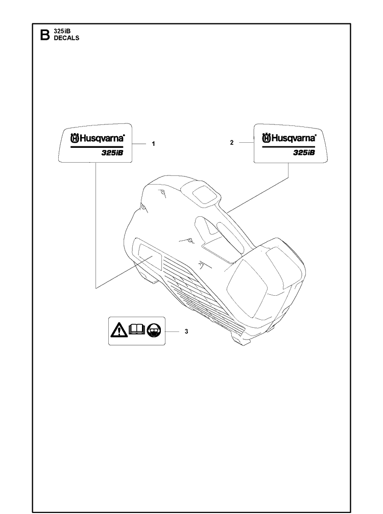 Decals Diagram and Parts List for 325IB  Husqvarna Leaf Blower / Vacuum